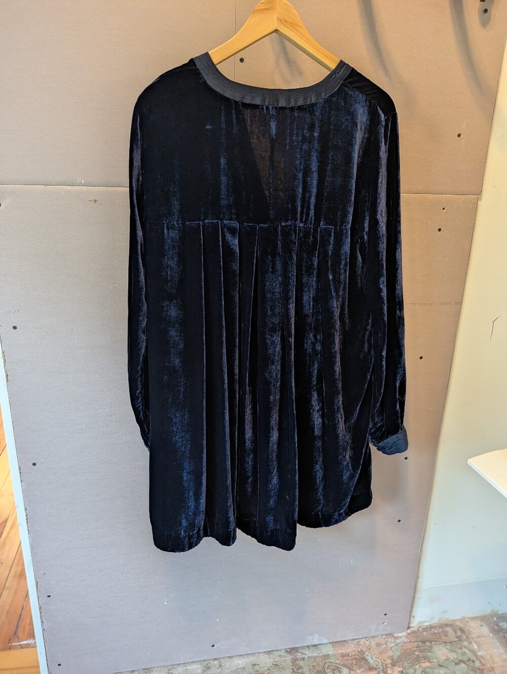 Free People Choose Me Velvet Tunic Mini Dress Navy M - Picture 8 of 9